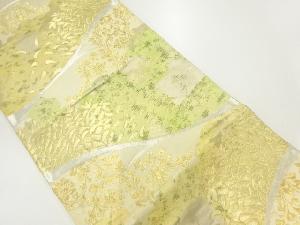 アンティーク　草花模様織出し袋帯（材料）